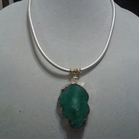 Aqua Pendent Leather Chocker - Picture 1 of 1